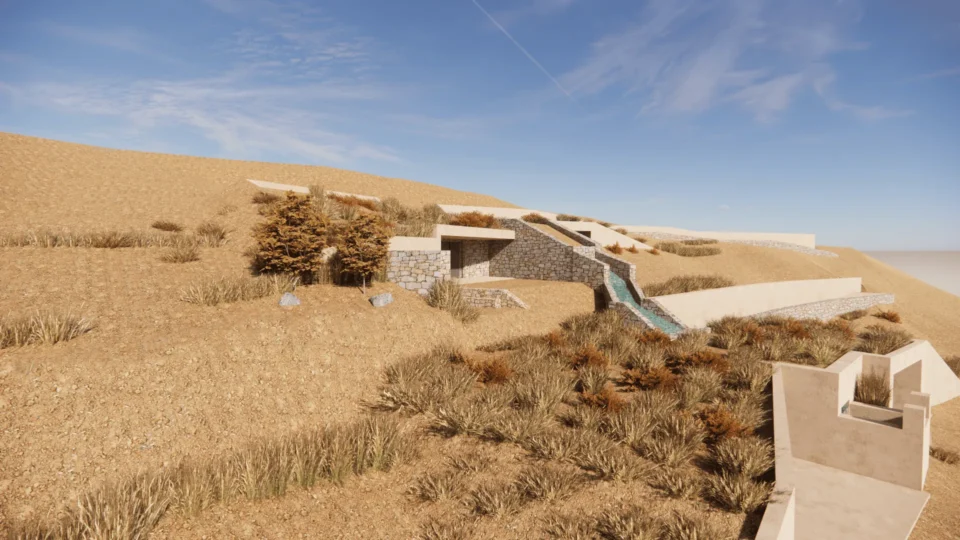 Design view of the YPA Houses at Kakapetra, Paros